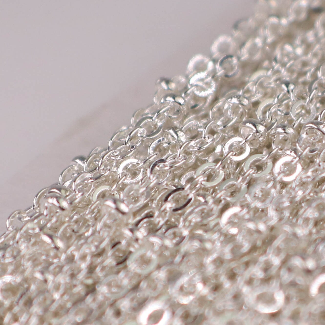 100 ft Sterling Silver Plated Satellite Chain Flat BALL Chain - 3x1.7mm SOLDERED link - Tiny Small Ball Flat Cable - 317FSAT