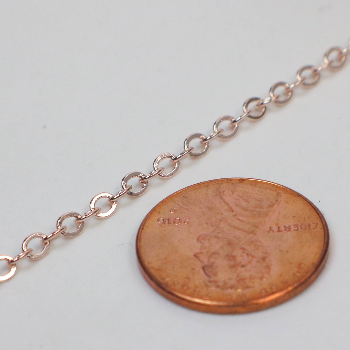 New 100 Ft ROSE Gold Plated Flat Soldered Cable Chain - 3.4x2.9mm SOLDERED Link - 3429F-RG