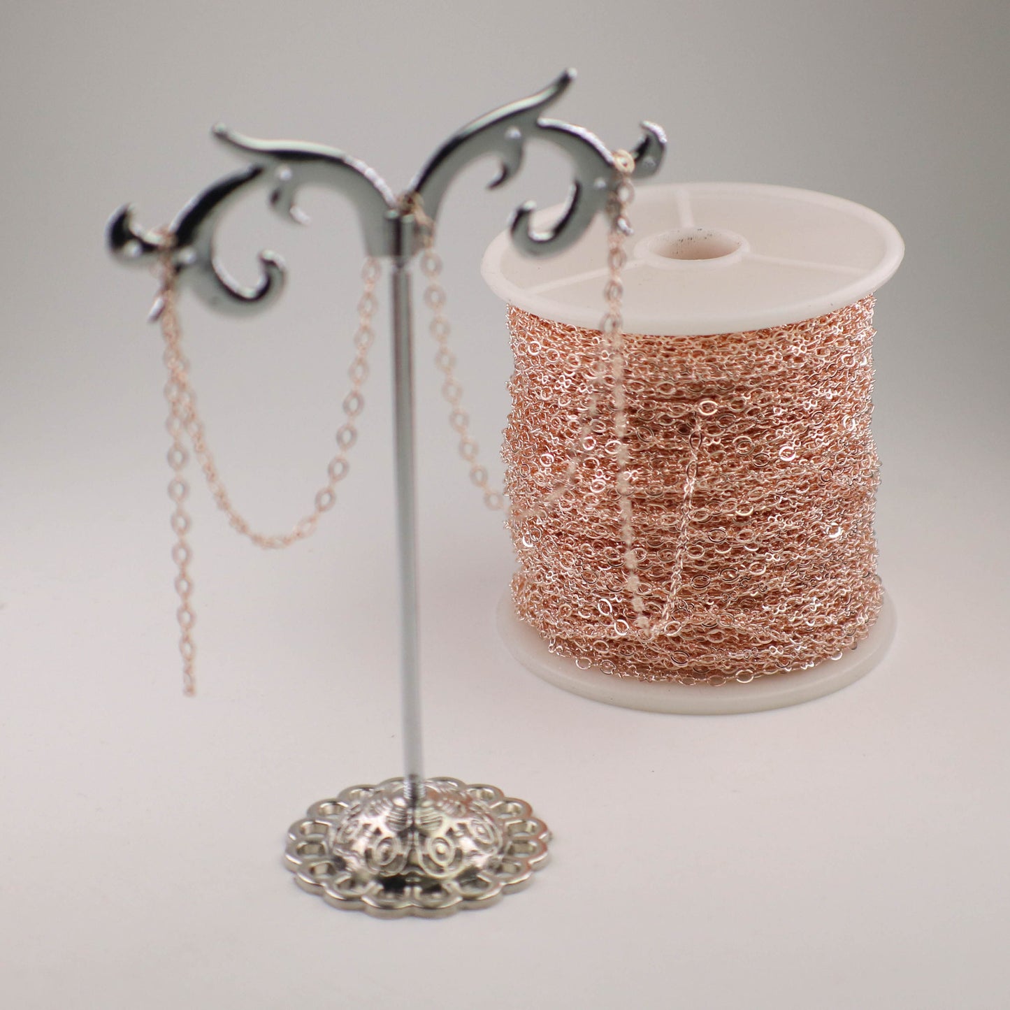 New Sample Lot 3 feet spool of ROSE Gold Plated SOLDERED Tiny Figure 8 Connector Chain - 3.0x1.9mm links - 8SMALL