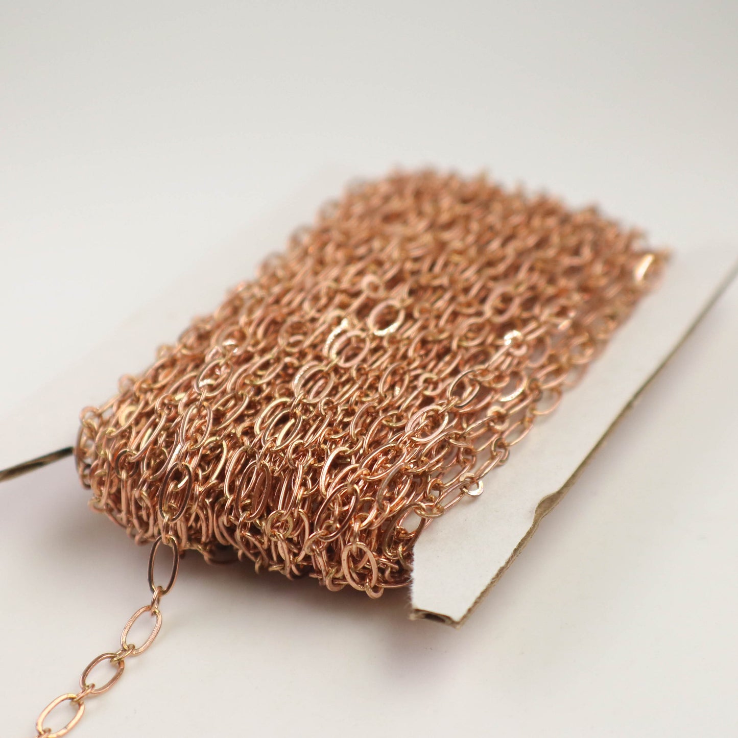 10 feet of Raw Brass (Copper Color) Chain Bulk, ( 1 and 1 ) Long and Short Chain Flat Cable Chain Necklace Bracelet Chain 6.3 N 4mm - SOLDERED 3429LS11