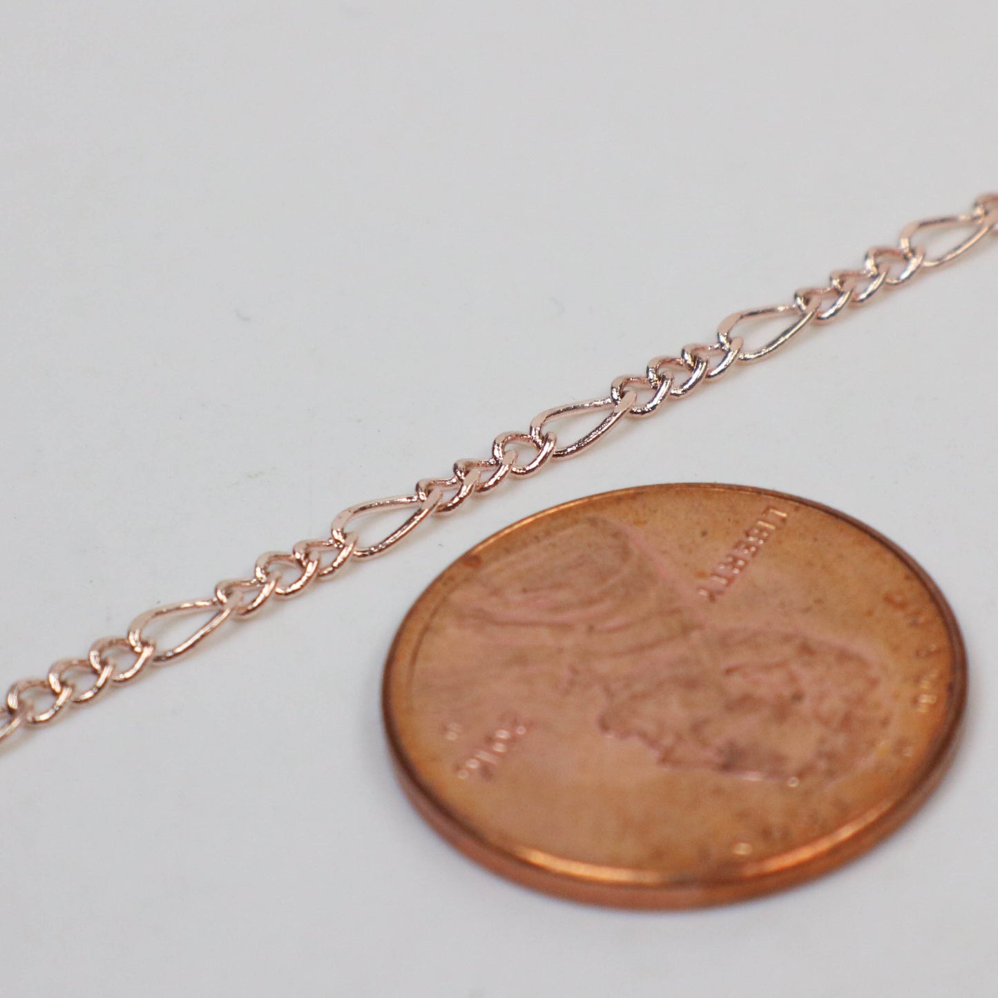 New 32 feet Rose Gold Plated Figaro Chain SOLDERED Chain Facet Diamond Cut Sturdy figaro chain 1.8mm - Necklace DIY Chain - 1.8FIGARO