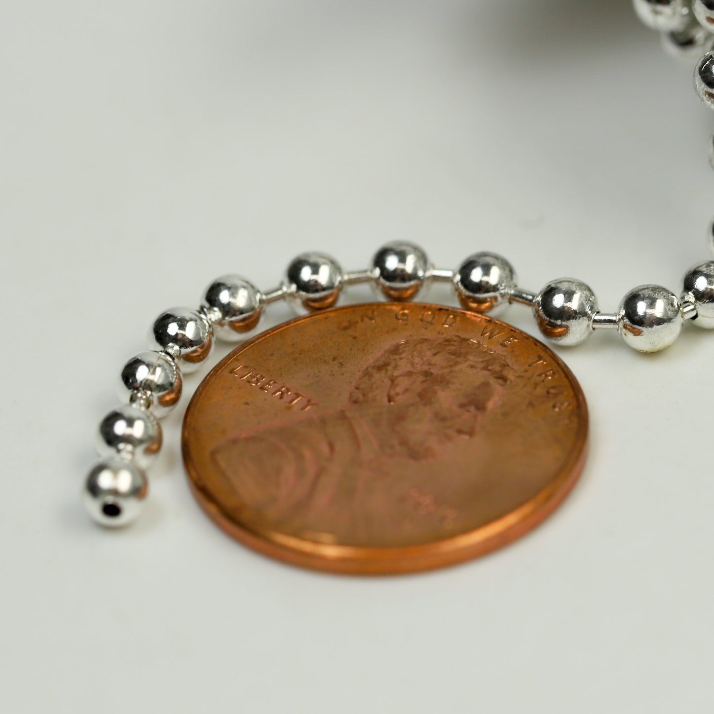 Sample 3 ft spool of Sterling Silver Plated BIG ball chain - 3.2mm - from California Bay Area USA