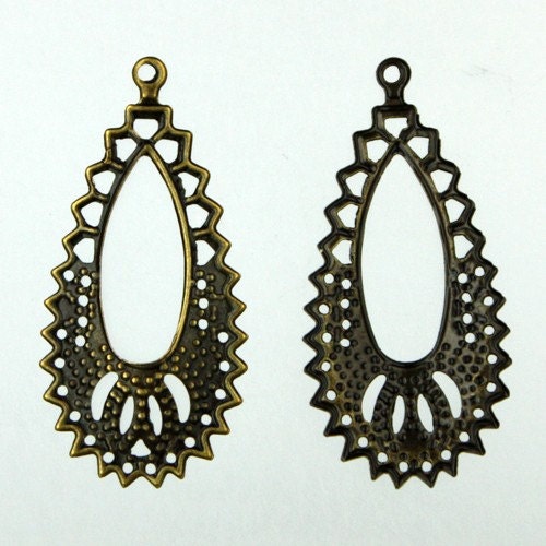 10 pcs of antiqued brass finish drop Filigree earring teardrop 18x35mm
