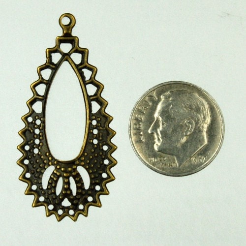10 pcs of antiqued brass finish drop Filigree earring teardrop 18x35mm