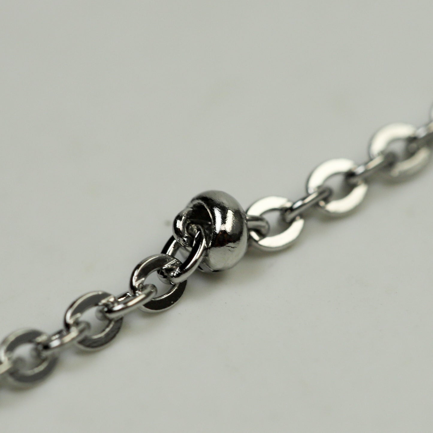 10 Ft Stainless Steel Satellite Chain - Ball Beaded Solder Flat Cable Chain - 3x1.7mm Flat Link - Bulk Wholesale Necklace - ST317FSAT