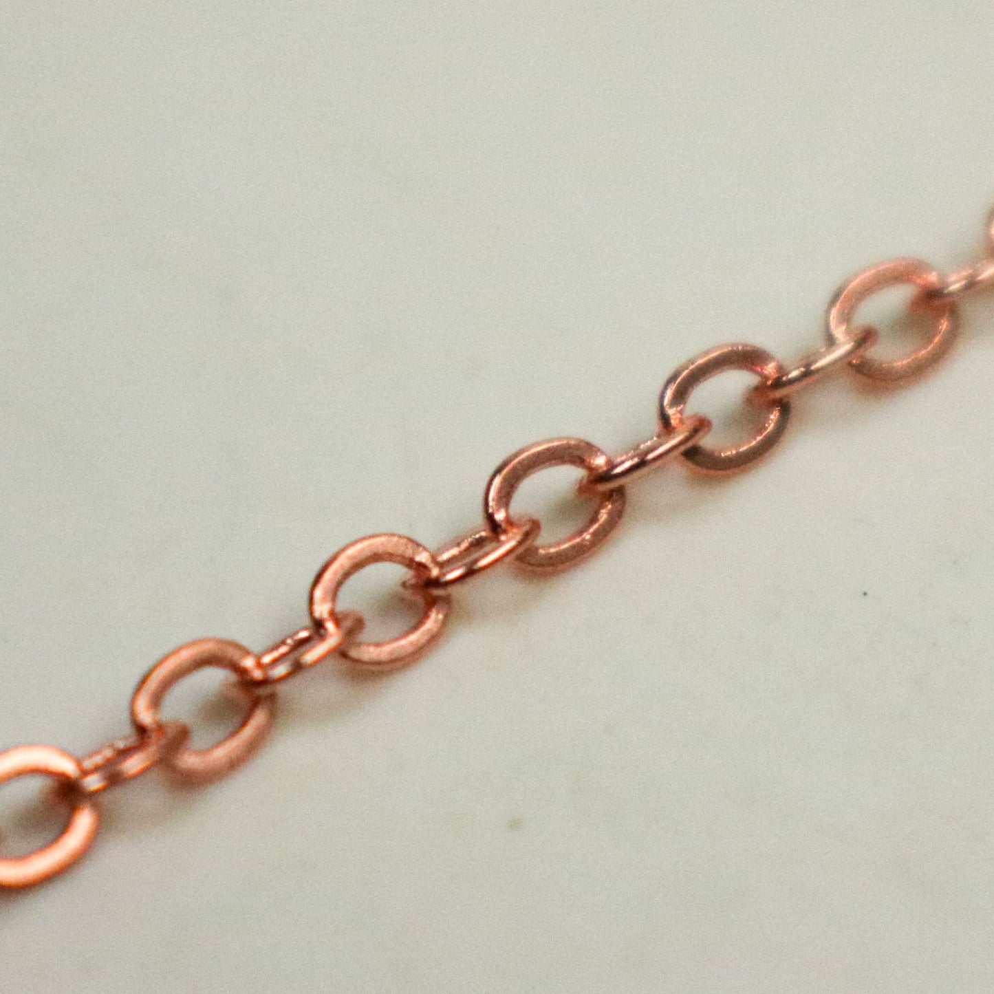 3 Ft Non Tarnish Flat Cable Chain - Copper Flat Chain - 3x1.7mm SOLDER - little Oval Anti Tarnish Free Resistant Soldered Cable - AT317F