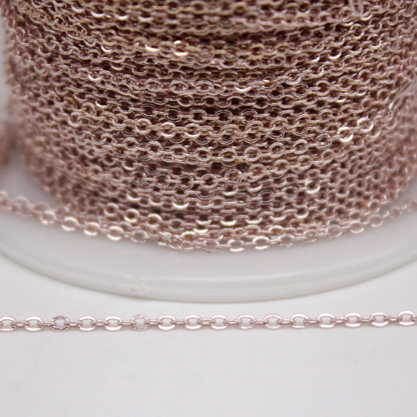 300 feet TARNISH Resistant Tarnish FREE Anti Tarnished Rose Gold Plated Flat Cable Chain - 2.4x1.7mm SOLDER - Soldered Cable - AT2417F