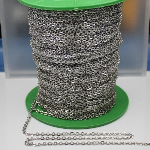 32 ft spool of Gunmetal Flat Soldered Cable Chain 3.4x2.9mm - 3429F-GM