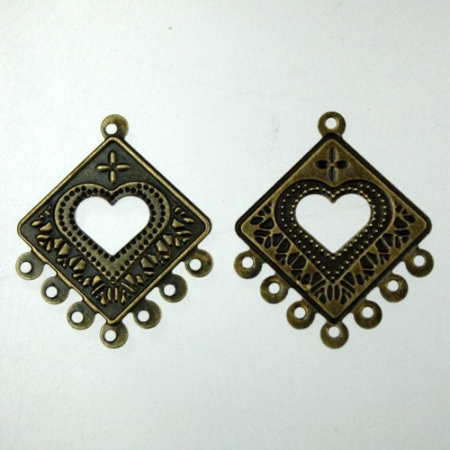 20 pcs of Antique Brass finished filigree drop dangle earring - 30x25mm