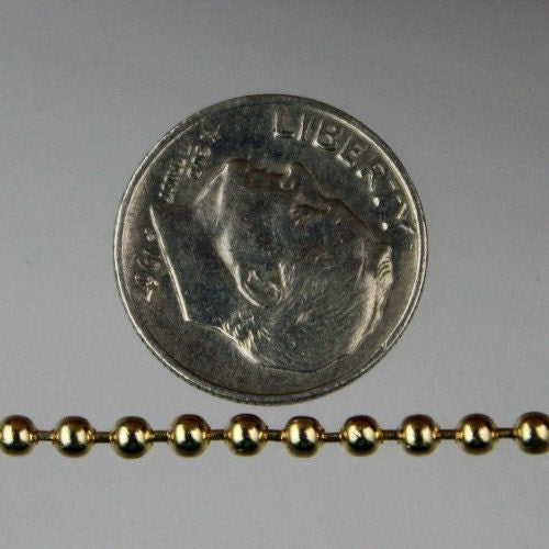 Gold Plated Chain Ball Bulk Chain, 32 ft. of ROUND BALL chain -2.4mm ball size - w/ FREE 20 pcs Connectors (Insert) - 24BALL