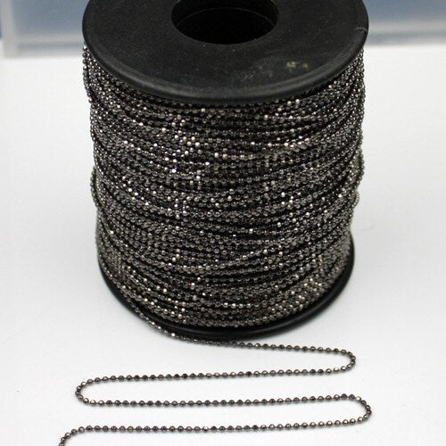Gunmetal facet BALL Chain - 32 ft. spool of Brass bulk Ball chain Wholesale - 1.5mm w/ FREE 50 connectors (Crimp) - 15DC
