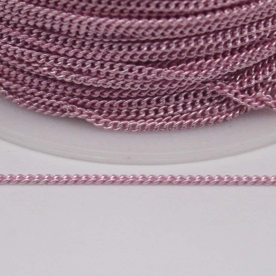 300 Ft Non TARNISH Curb Chain - Pink Copper Plated Micro Tiny Small Curb Chain - 1.3mm SOLDER - Anti Tarnish Free Resistant Chain - AT1.3S