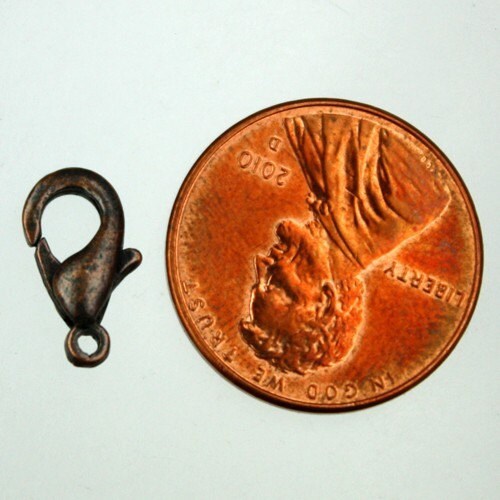 30 Antique Copper Lobster Clasp - 12mm 12x7mm Zinc ALLOY Copper Parrot Clasps Lobster Claw Clasp - LOB12A