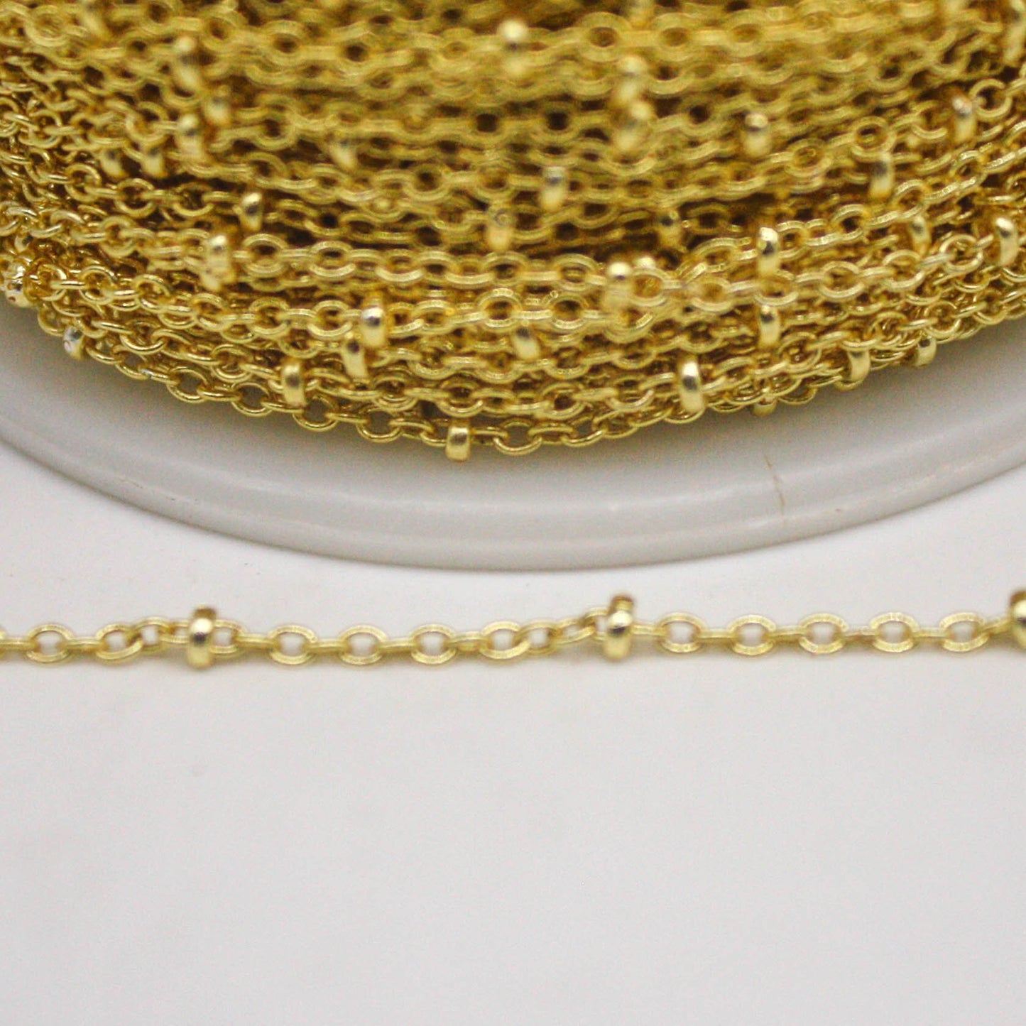 10 feet TARNISH Resistant Free Anti Tarnished SATELLITE 18K Gold Plated Ball Cable Chain - 2.0x1.4mm SOLDER - Soldered Link - AT2014SAT