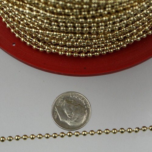 12 ft. spool of Gold Plated ROUND ball chain - 2.4mm ball size - with FREE 10pcs Connectors (Insert) - 24BALL