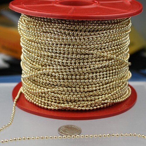 12 ft. spool of Gold Plated ROUND ball chain - 2.4mm ball size - with FREE 10pcs Connectors (Insert) - 24BALL