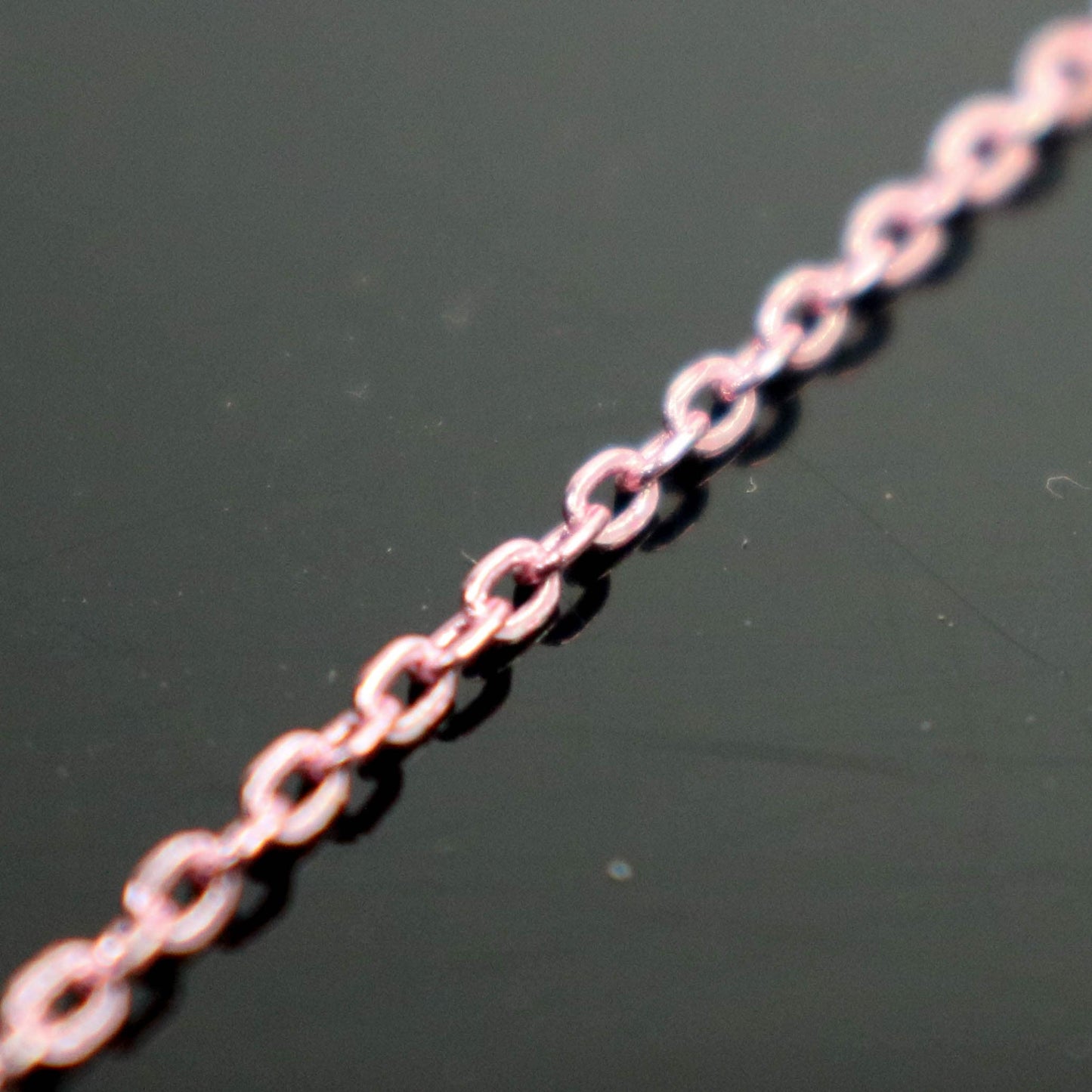 10 feet TARNISH Resistant Free Anti Tarnished - Pink Bright Copper Plated Micro Flat Chain - 2mm 2x1.4mm SOLDER - Small Soldered AT214F