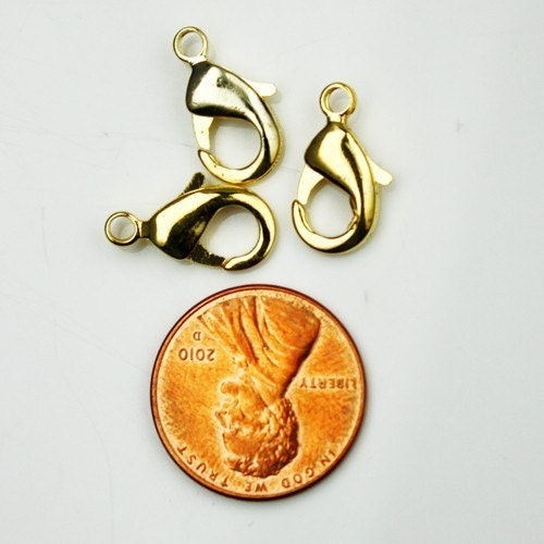 20 pcs of Gold Tone Plated BIG lobster claw brass clasp 16x9mm - LOB16