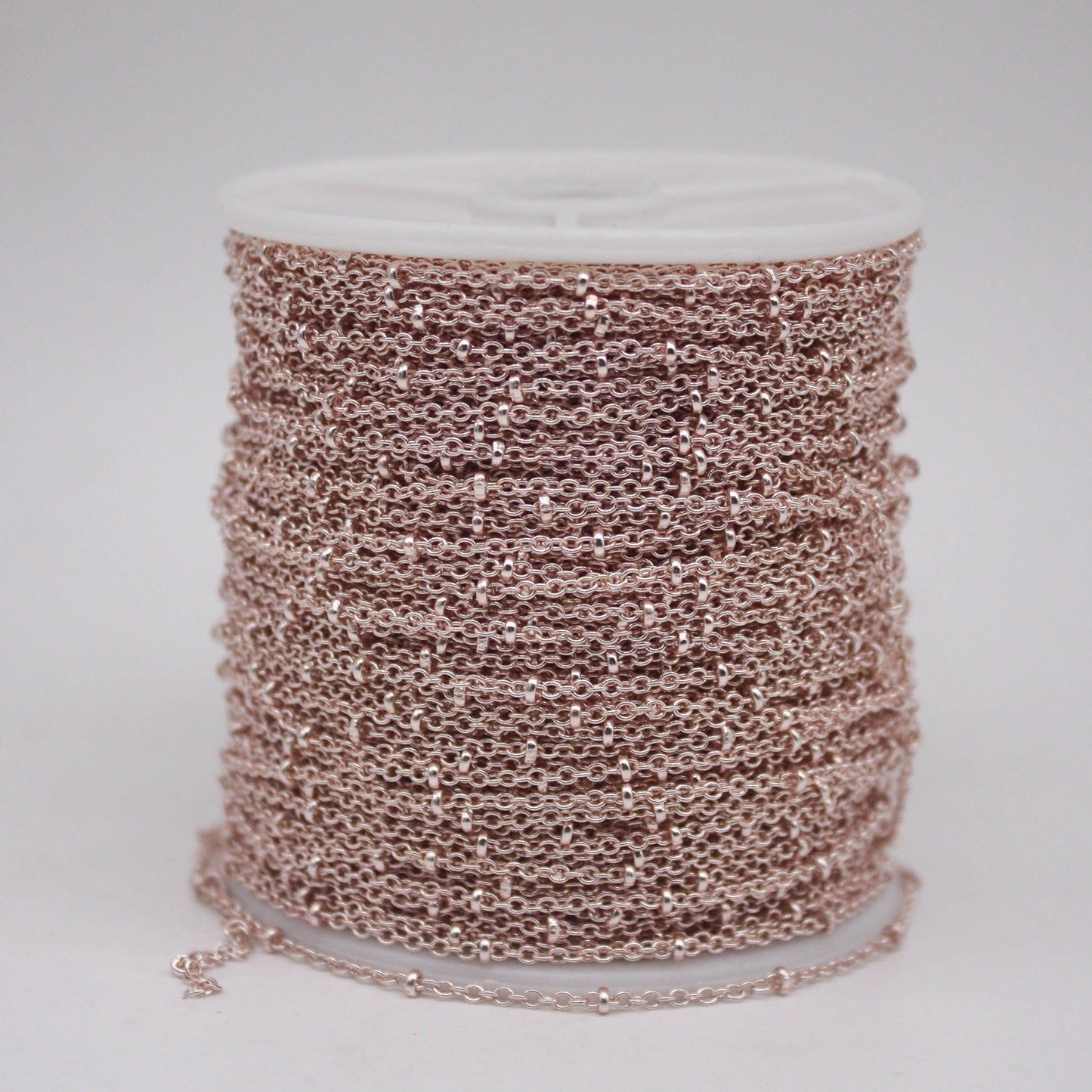 100 feet TARNISH Resistant Free Anti Tarnished SATELLITE Rose Gold Plated Ball Cable Chain - 2.0x1.4mm SOLDER - Soldered Link - AT2014SAT