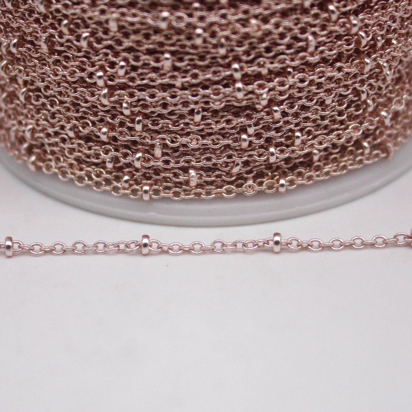 100 feet TARNISH Resistant Free Anti Tarnished SATELLITE Rose Gold Plated Ball Cable Chain - 2.0x1.4mm SOLDER - Soldered Link - AT2014SAT