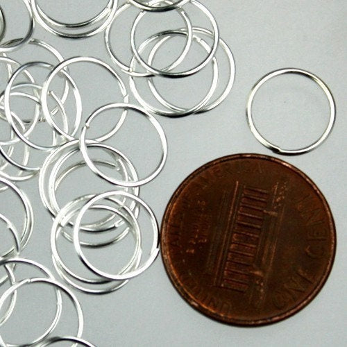 8mm Jump Rings, 200 pcs of Sterling Silver Plated Jump Rings / Jumprings - 8mm 21 gauge 0.7mm Link Connector Open Jump Rings 7x8mm