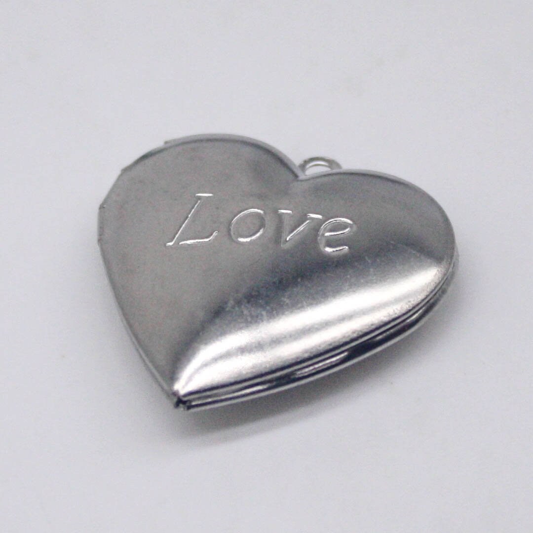 1/5/10/25 pcs STAINLESS STEEL "Love" Heart Locket Pendant Charm - 29x29mm 6.8mm thickness - Pendant Charm - Ship from California USA