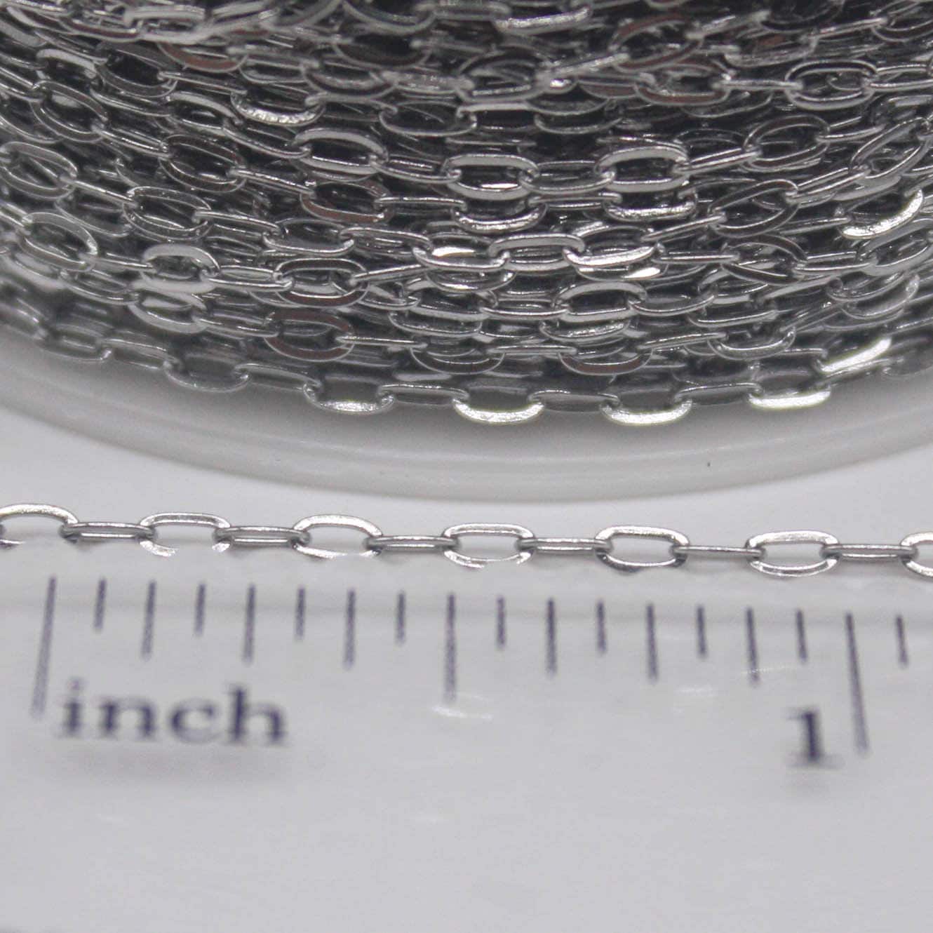 NEW - Stainless Steel chain bulk, 3 ft of Surgical Stainless Steel Soldered Sturdy Small Oval FLAT cable chain - 3.6x2.0mm SOLDERED Link