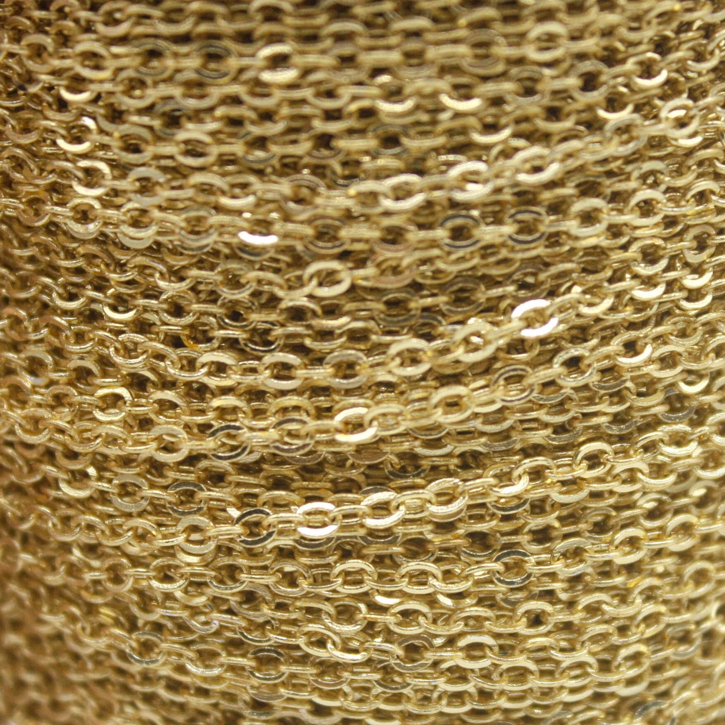 300 feet TARNISH Resistant Tarnish Free Anti Tarnished 18K Gold Flat Chain - 3x1.7mm SOLDER - Soldered Cable - AT317F