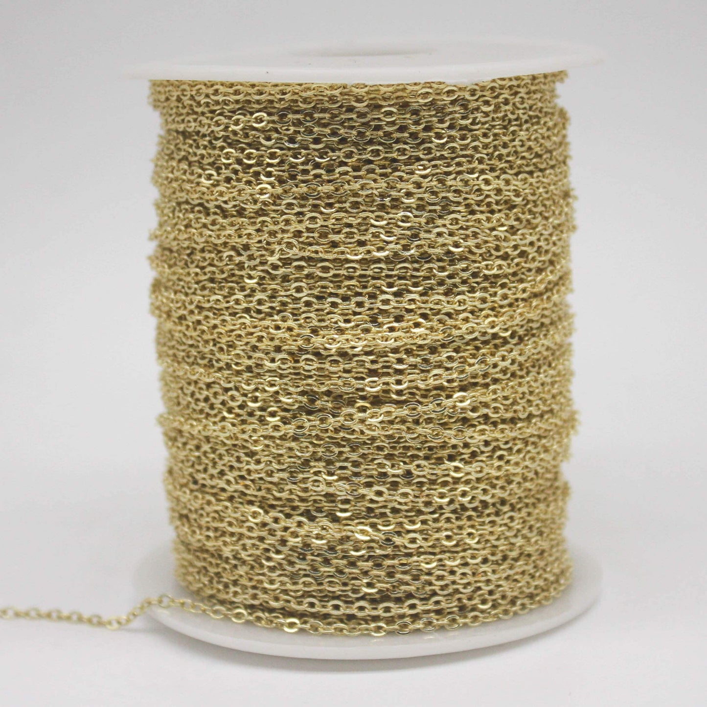 10 feet TARNISH Resistant Tarnish Free Anti Tarnished 18K Gold Flat Chain - 3x1.7mm SOLDER - Soldered Cable - AT317F