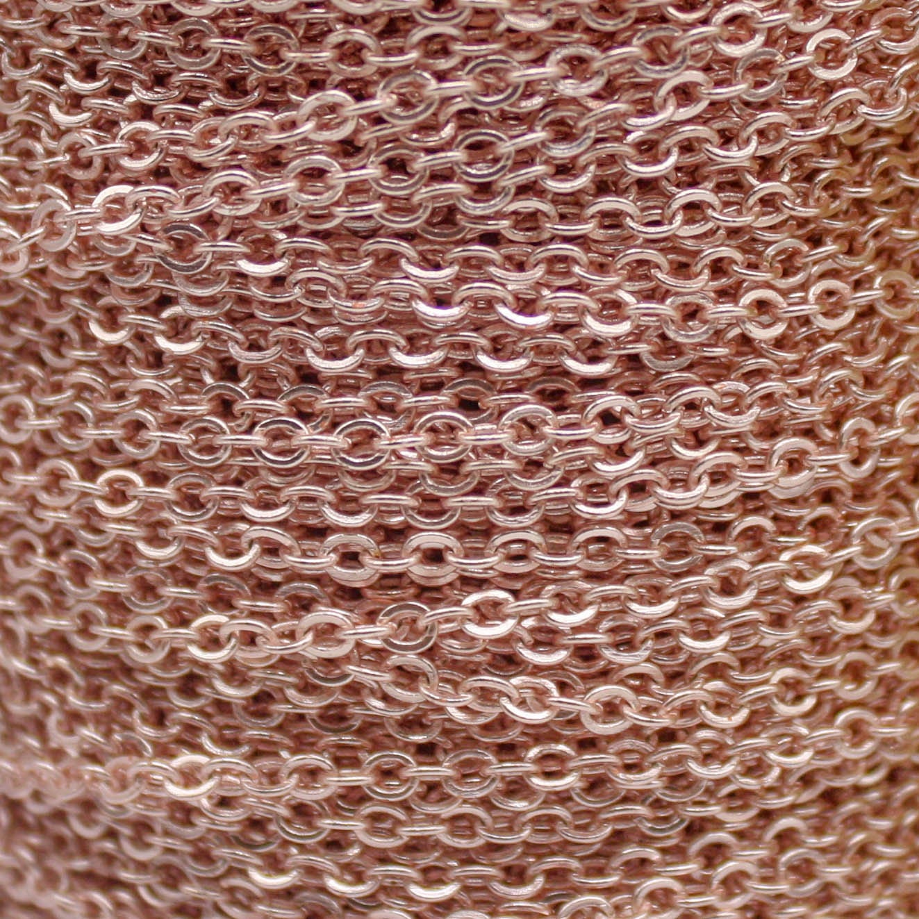 10 Ft Non Tarnish Flat Cable Chain Bulk - ROSE Gold Flat Cable Chain - 3.4x2.8mm SOLDERED Link - Anti Tarnish Free Resistant Chain - AT3428F