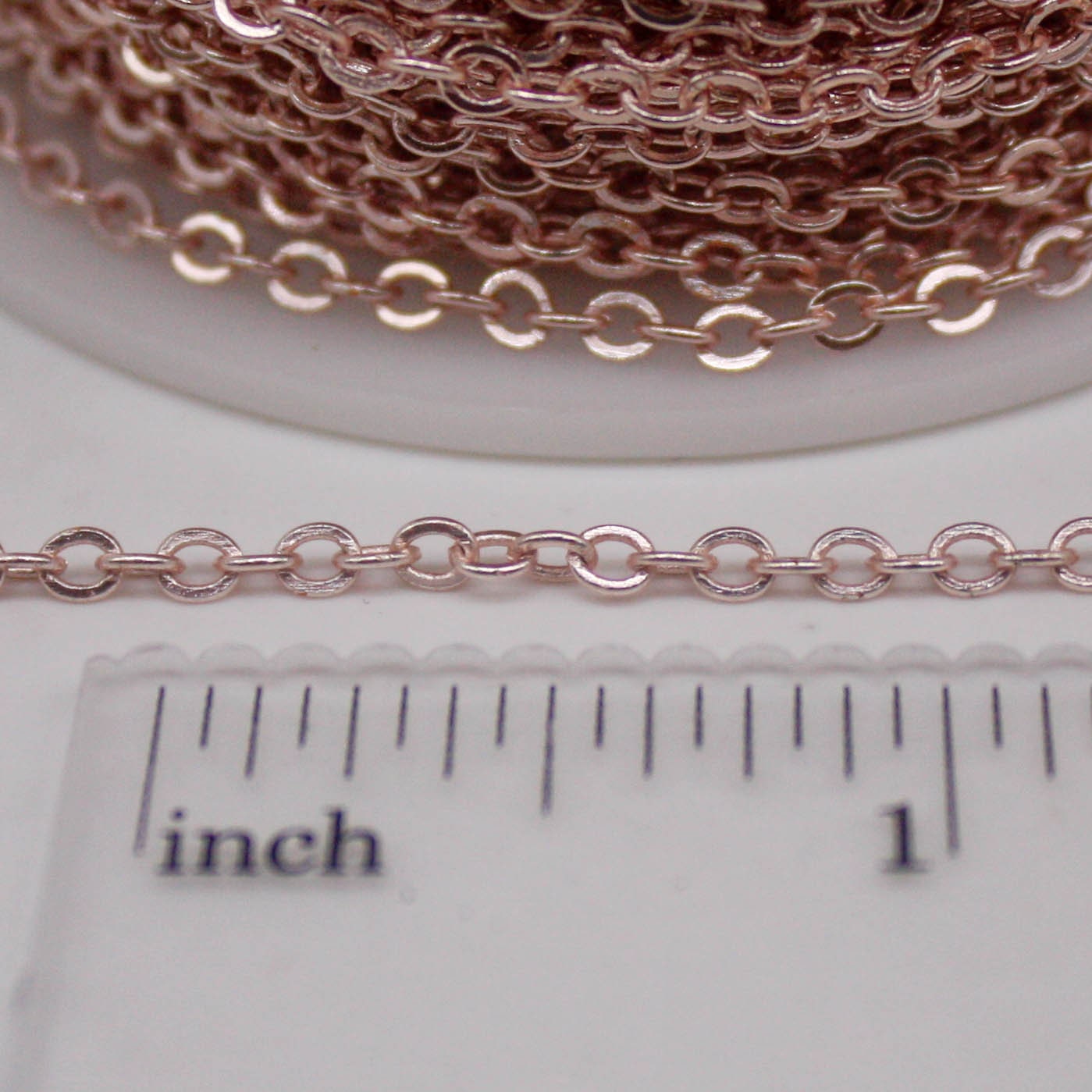 10 Ft Non Tarnish Flat Cable Chain Bulk - ROSE Gold Flat Cable Chain - 3.4x2.8mm SOLDERED Link - Anti Tarnish Free Resistant Chain - AT3428F