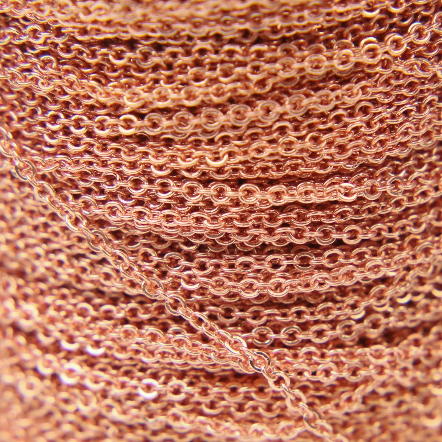 10 feet TARNISH Resistant Free Anti Tarnished - Bright Copper Plated Micro Flat Chain - 2mm 2x1.4mm SOLDER - little Small Soldered AT214F