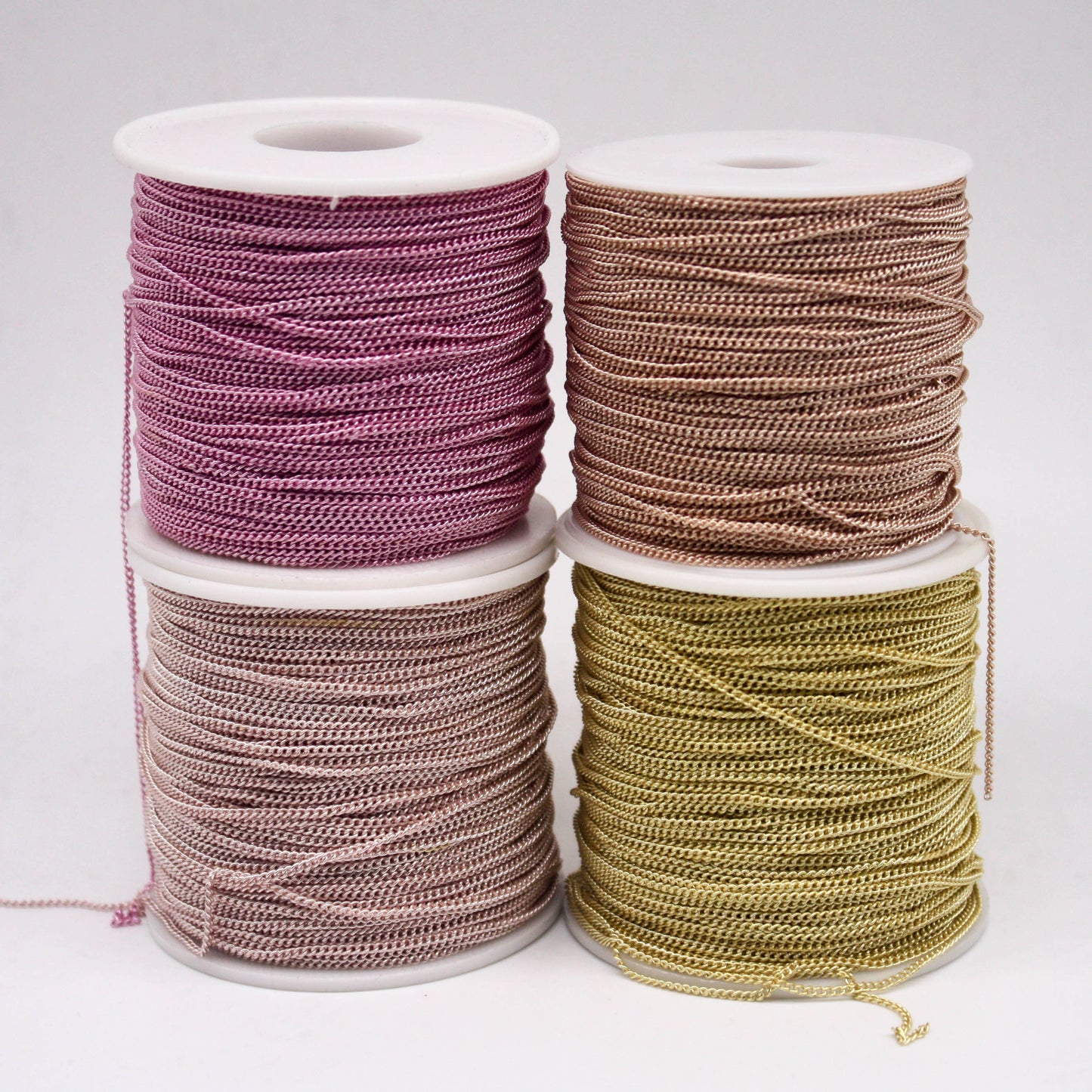 32 Ft Non Tarnish Curb Chain - Champagne (Pinky) Gold Plated Solder Curb - 1.6mm Link - Anti Tarnish Free Resistant Curb Chain - AT1.6S