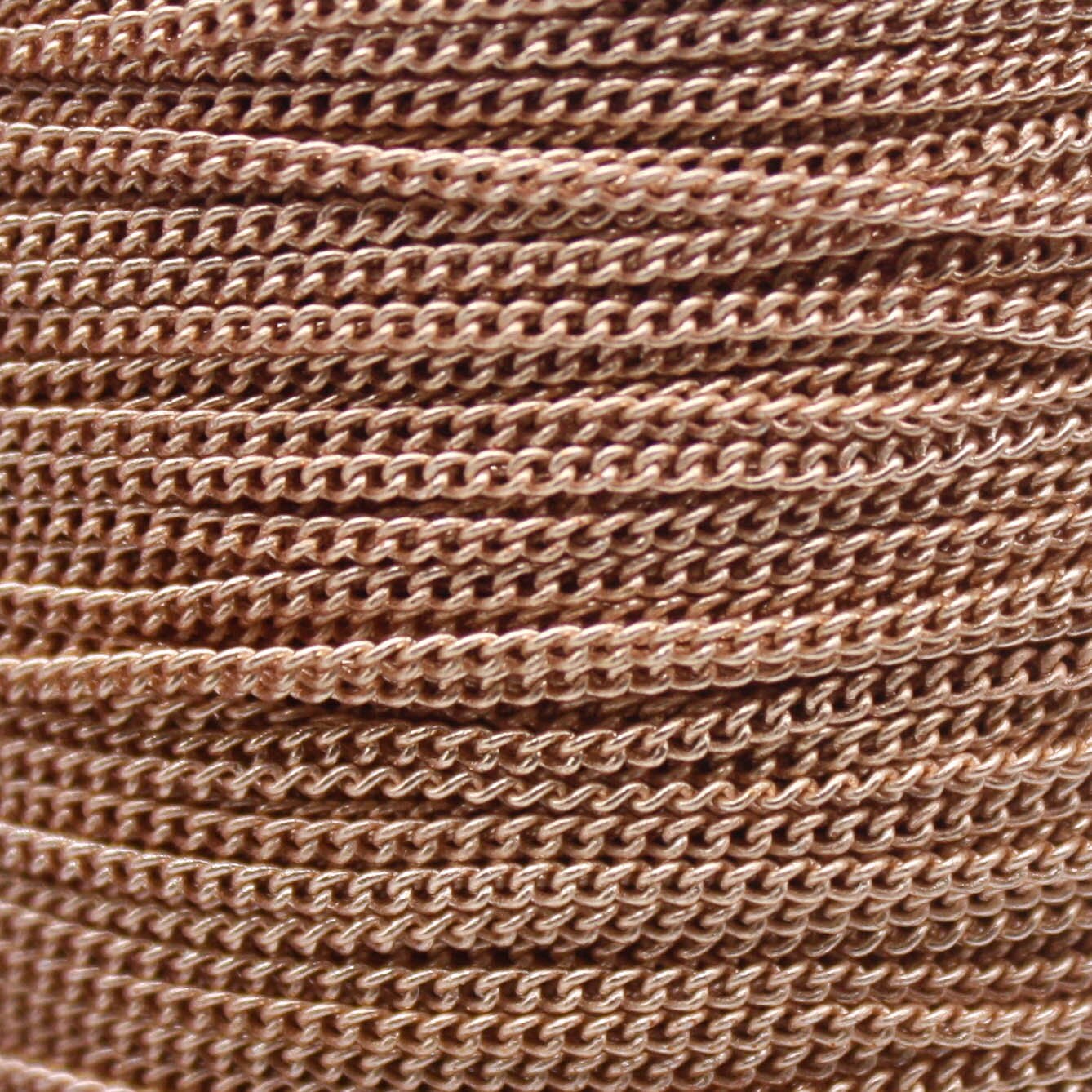 New 100 Non Tarnish Curb Chain - Champagne (Pinky) Gold Plated Solder Curb Chain - 1.6mm Link - Anti Tarnish Free Curb Chain - AT1.6S
