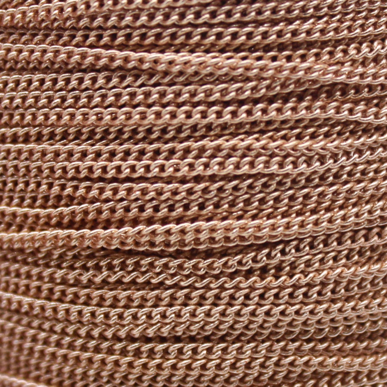 32 Ft Non Tarnish Curb Chain - Champagne (Pinky) Gold Plated Solder Curb - 1.6mm Link - Anti Tarnish Free Resistant Curb Chain - AT1.6S