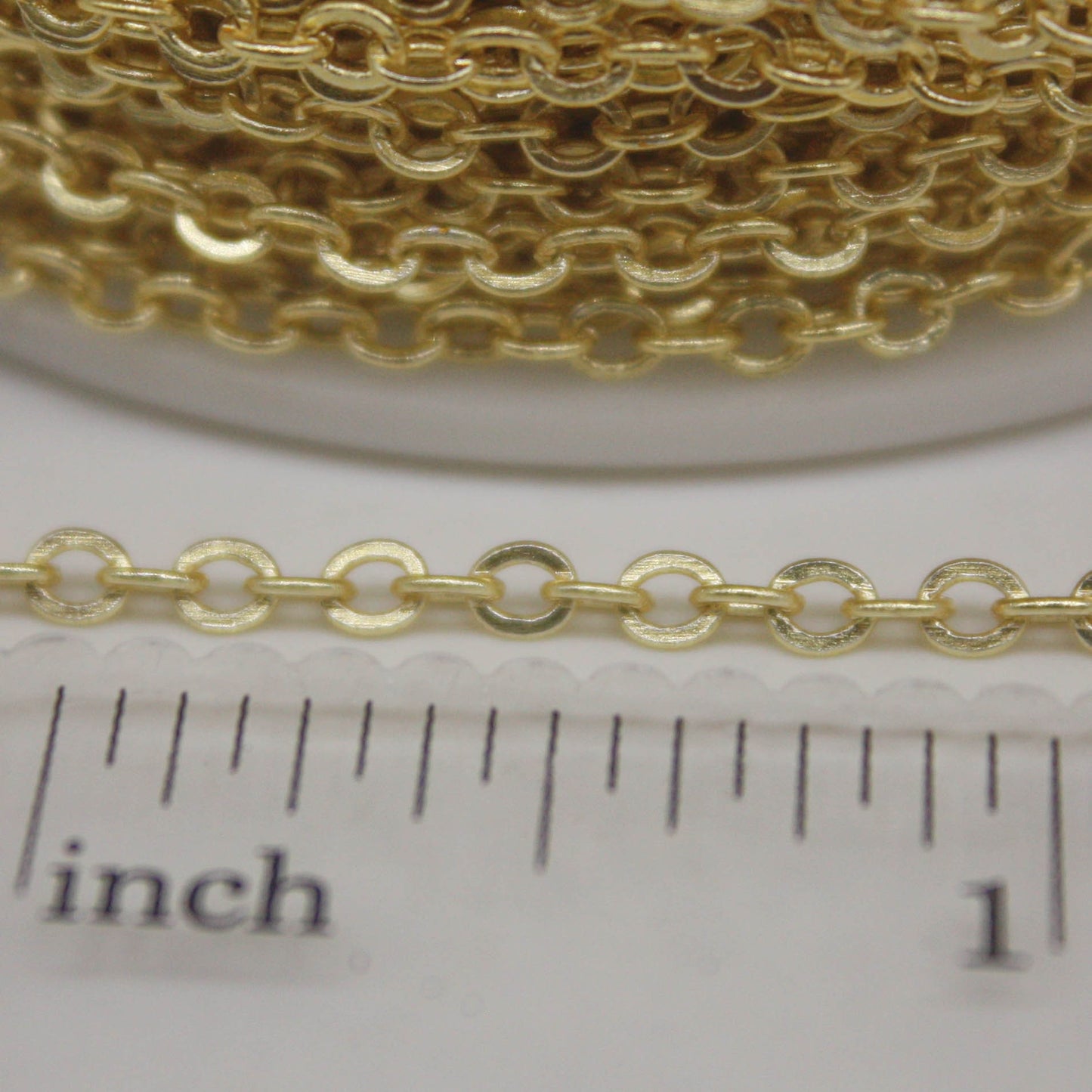 3 Ft Non Tarnish Flat Cable Chain Bulk - 18K Gold Plated Flat Cable Chain - 3.4x2.8mm SOLDERED Link - Anti Tarnish Free Resistant - AT3428F