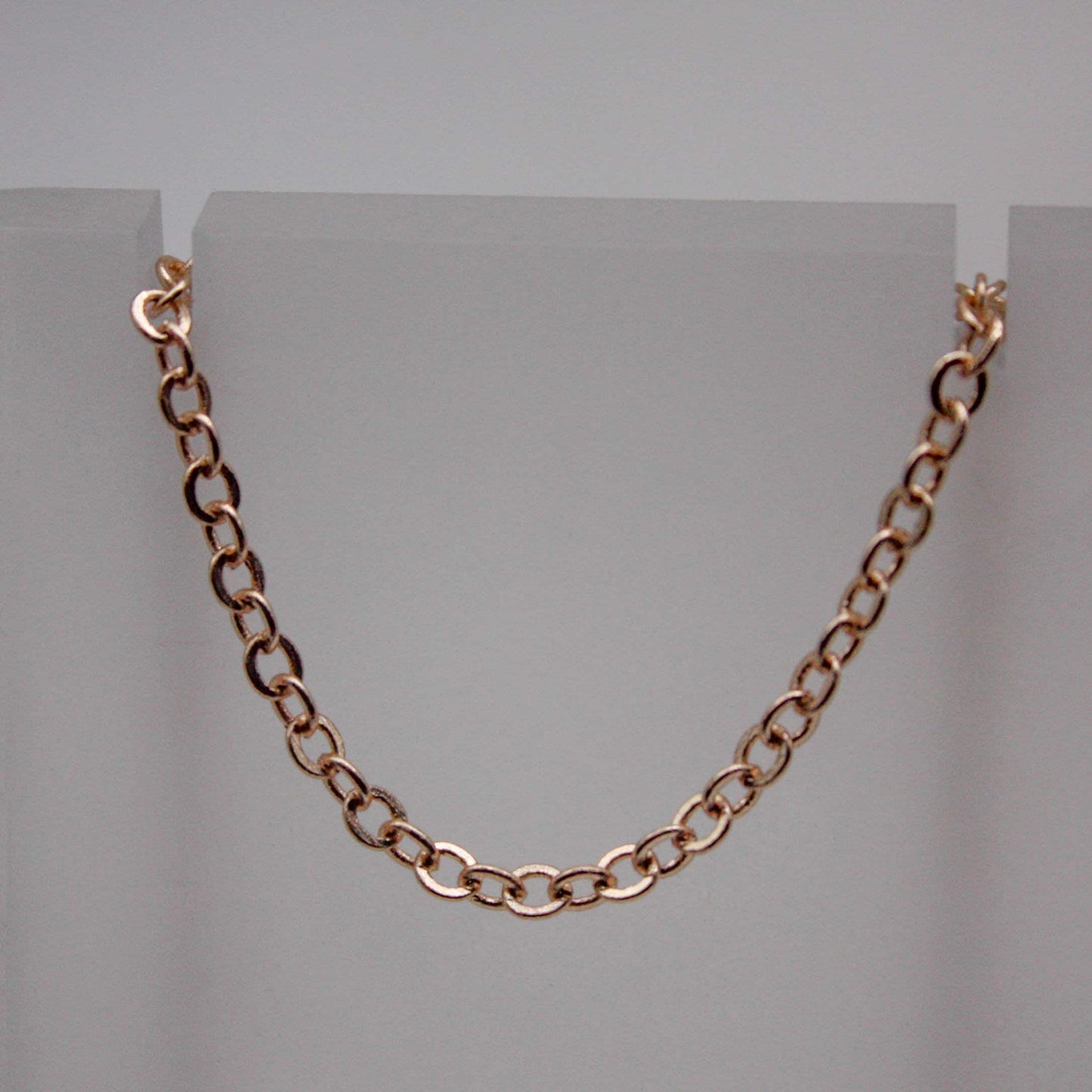 10 Ft Non Tarnish Flat Cable Chain Bulk - Champagne Gold Flat Cable Chain - 3.4x2.8mm SOLDERED Link - Anti Tarnish Free Resistant - AT3428F
