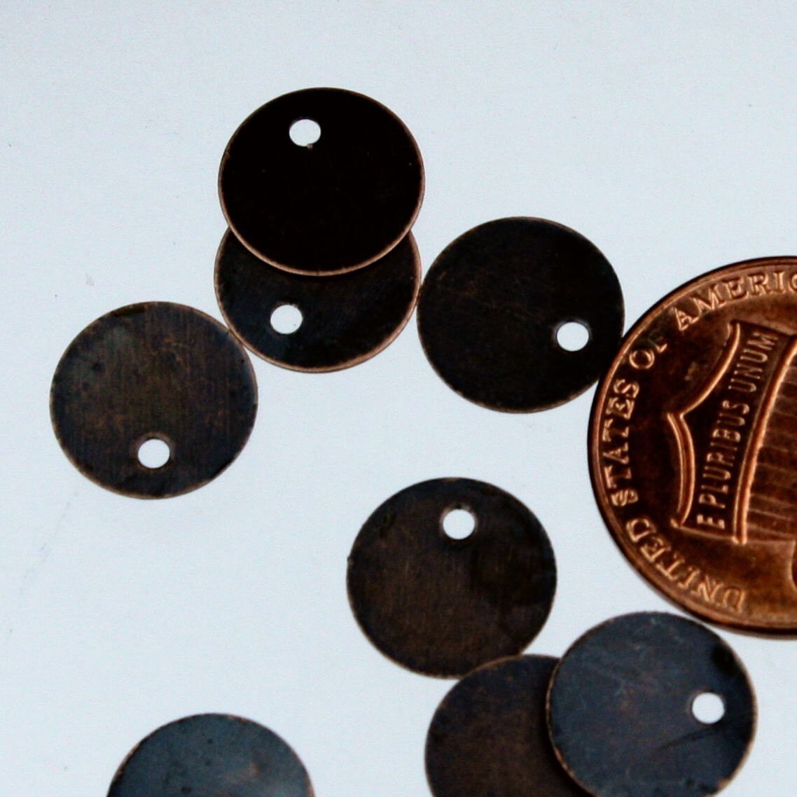 100 pcs of Antique Copper Finished Coin drop dangle pendant - 10mm