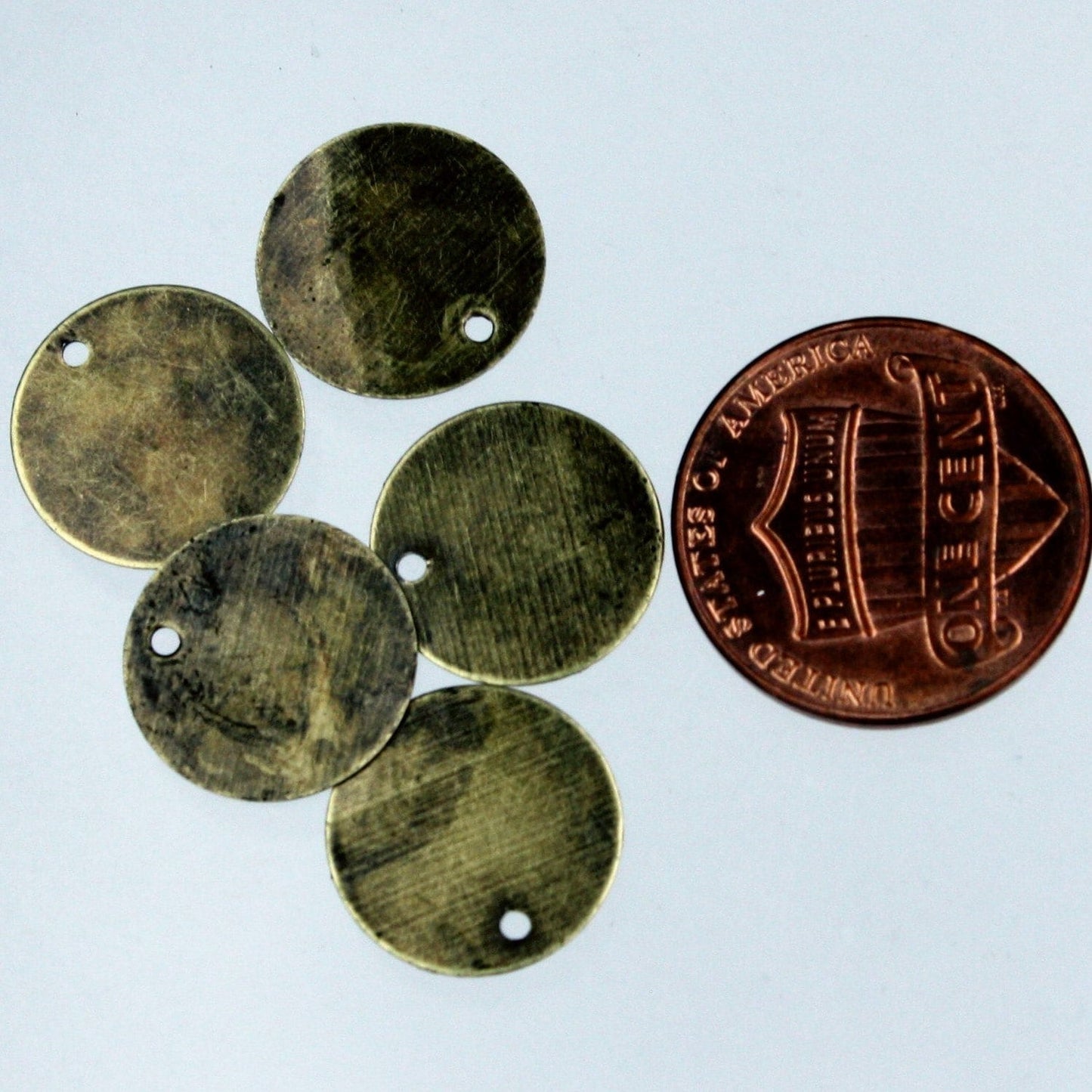 50 pcs of Antique Brass Finished Coin drop dangle 13.4mm - 1/2 inch