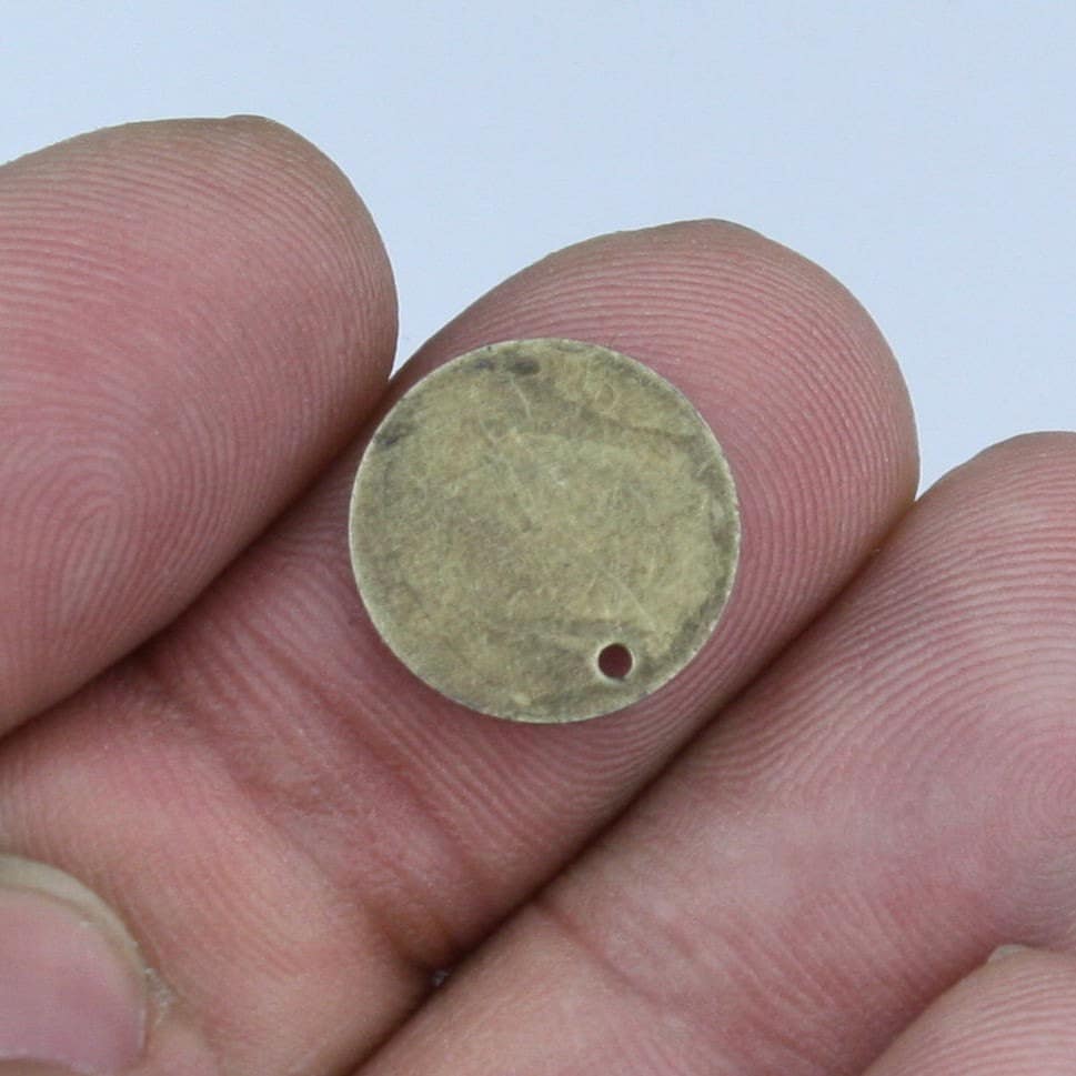 50 pcs of Antique Brass Finished Coin drop dangle 13.4mm - 1/2 inch