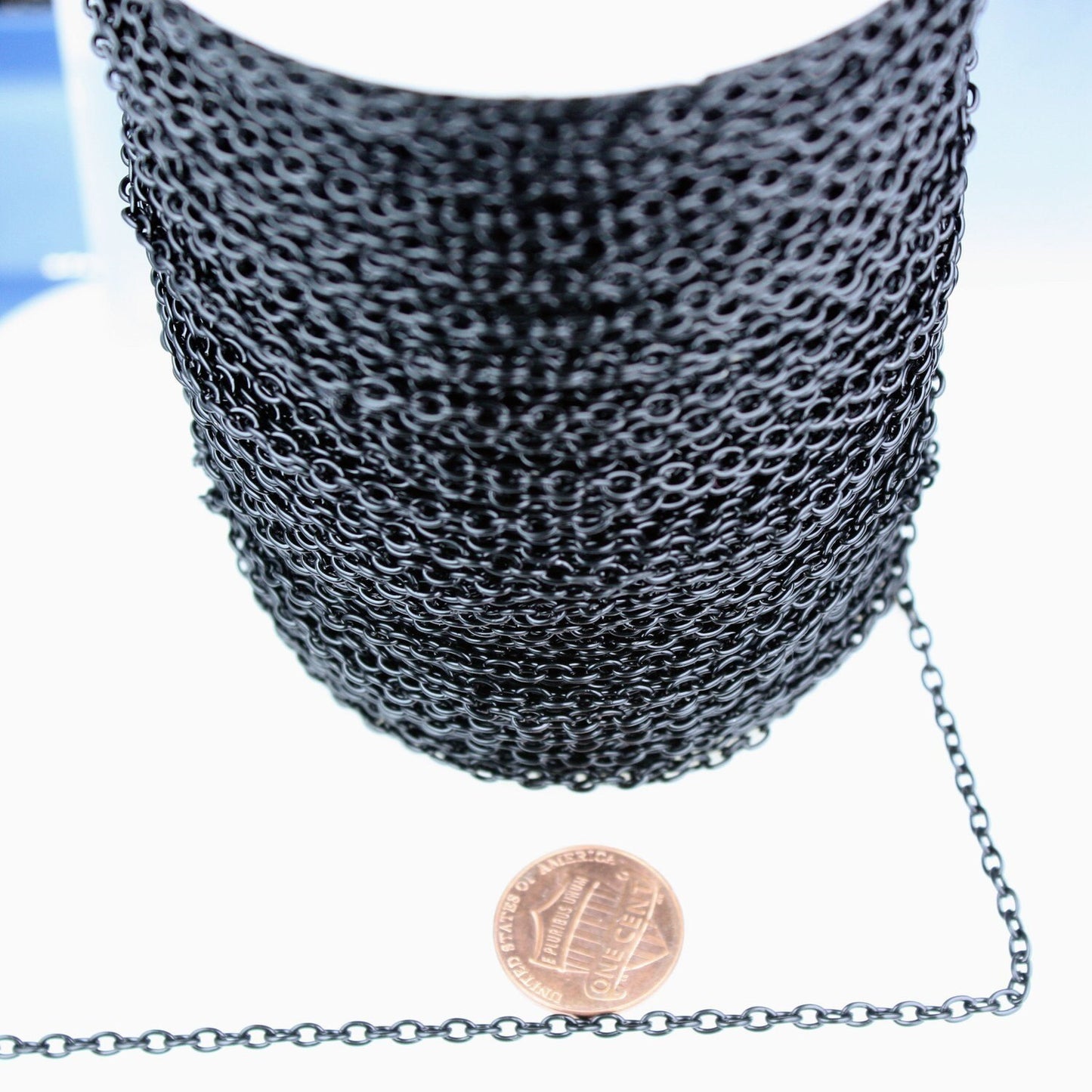 32 ft of Black finished cable Chain - 3.8x2.7mm unsoldered link - 3827CA