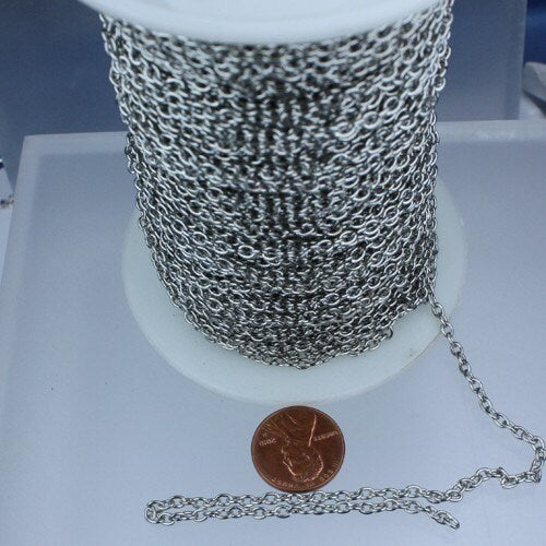 32 ft of Antique Silver finished cable Chain - 3.8x2.7mm unsoldered link - 3827CA