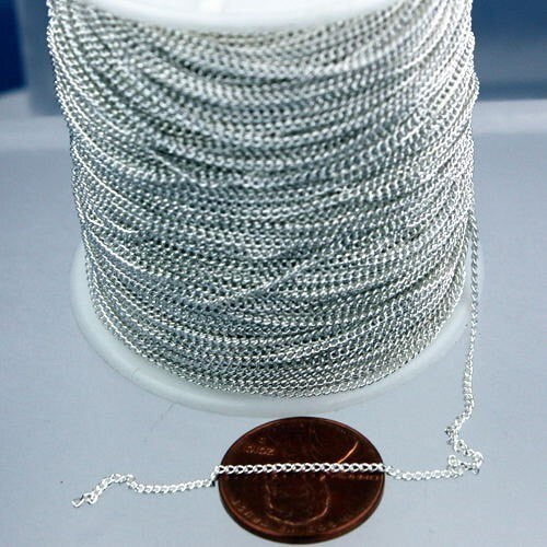 10 ft spool of Sterling Silver Finished/Plated Tiny curb chain - 1.3mm soldered link - 1.3S