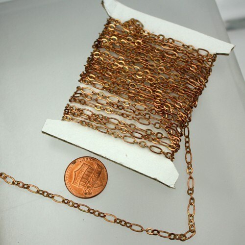 Antique Copper Bulk Chain, 10 ft spool of Antique Copper ( 3 and 1 ) Long and Short Chain 6.3 N 4mm - SOLDERED Links - 3429LS31