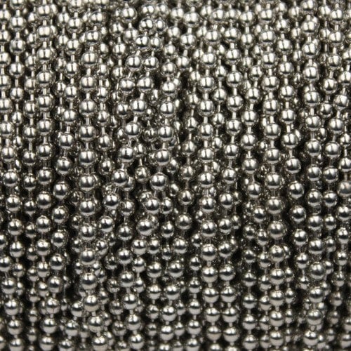 Rhodium Chain Ball Bulk Chain, 100 ft. of ROUND BALL chain Necklac - 2.4mm ball size - w/ FREE 100 pcs Connectors (Insert) - 24BALL