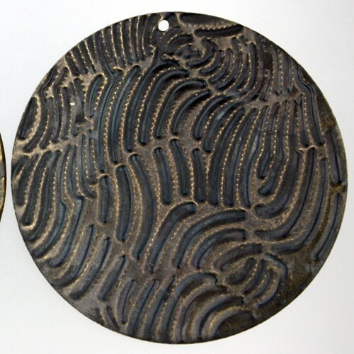 10 pcs of antiqued brass finish patterned drop big circle 60mm 2 3/8 inch - Ship from California USA