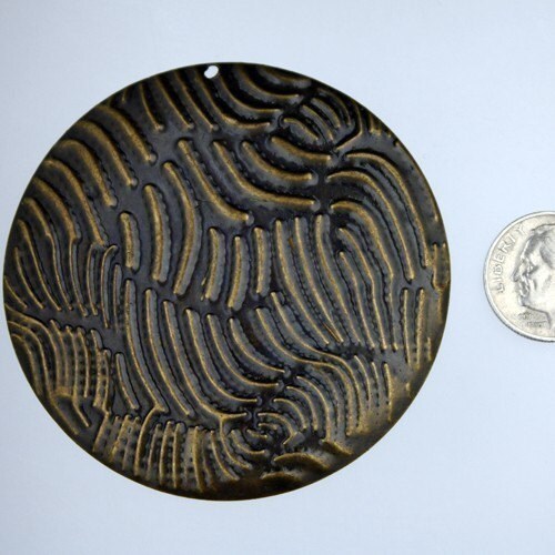 10 pcs of antiqued brass finish patterned drop big circle 60mm 2 3/8 inch - Ship from California USA
