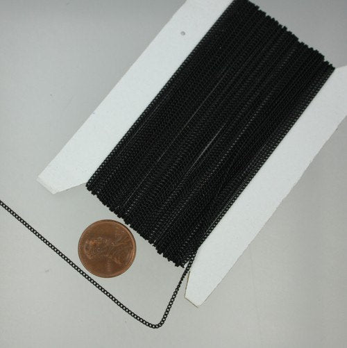100 ft spool of Black Finished over brass Tiny curb chain - 1.3mm soldered link - 1.3S
