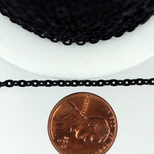 SALE Sale 50 ft spool of Black Finished Flat Round cable chain - 3x2.2mm - unsoldered link - 322FLAT