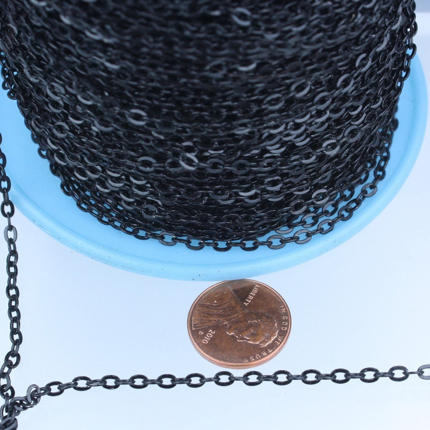 12ft of Black Flat cable chain 3.7x2.7mm - unsoldered Links - 3727F